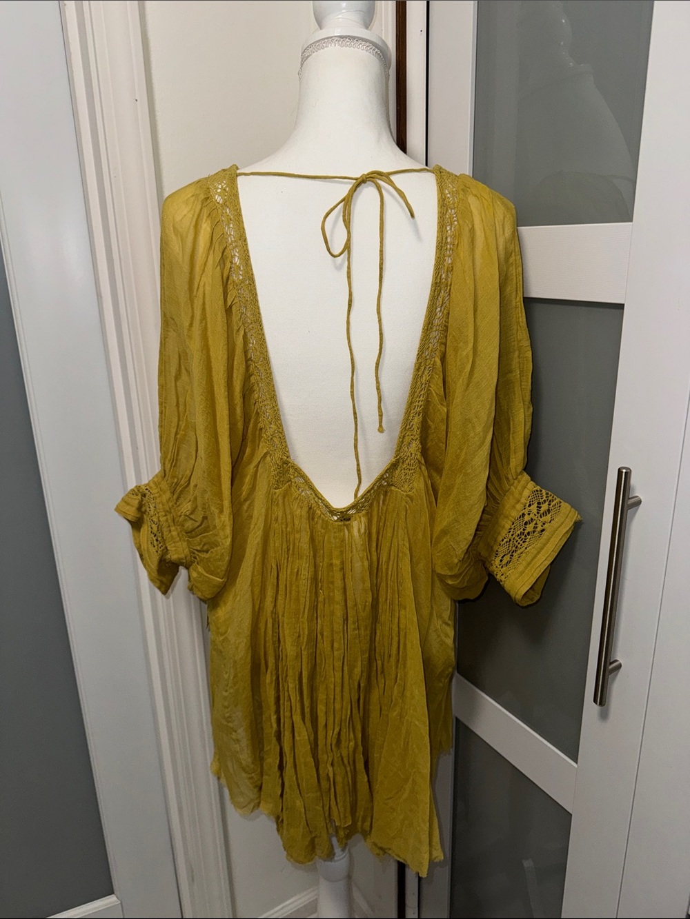 Free People Mustard Yellow Boho Pintuck Tunic - Picture 8 of 12